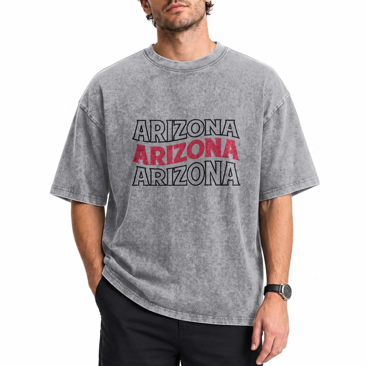 Retro Arizona Lover Washed Cotton T-Shirt Groovy Typography Vintage 70s State