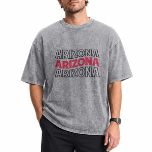 Retro Arizona Lover Washed Cotton T-Shirt Groovy Typography Vintage 70s State