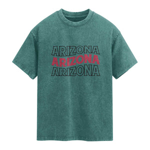 Retro Arizona Lover Washed Cotton T-Shirt Groovy Typography Vintage 70s State