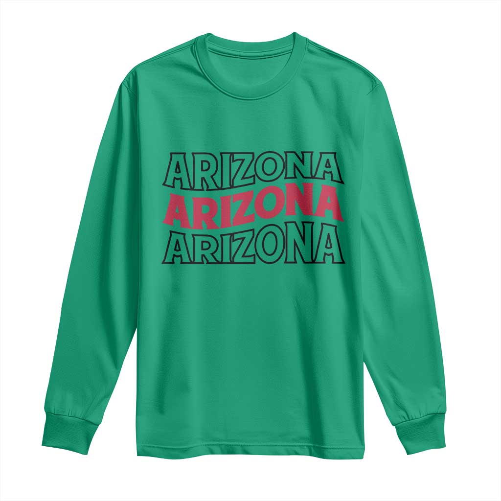Retro Arizona Lover Long Sleeve Shirt Groovy Typography Vintage 70s State TS12 Irish Green Print Your Wear