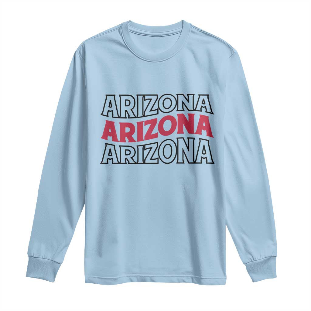 Retro Arizona Lover Long Sleeve Shirt Groovy Typography Vintage 70s State TS12 Light Blue Print Your Wear