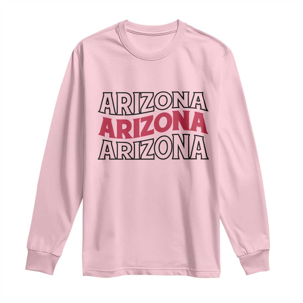 Retro Arizona Lover Long Sleeve Shirt Groovy Typography Vintage 70s State TS12 Light Pink Print Your Wear