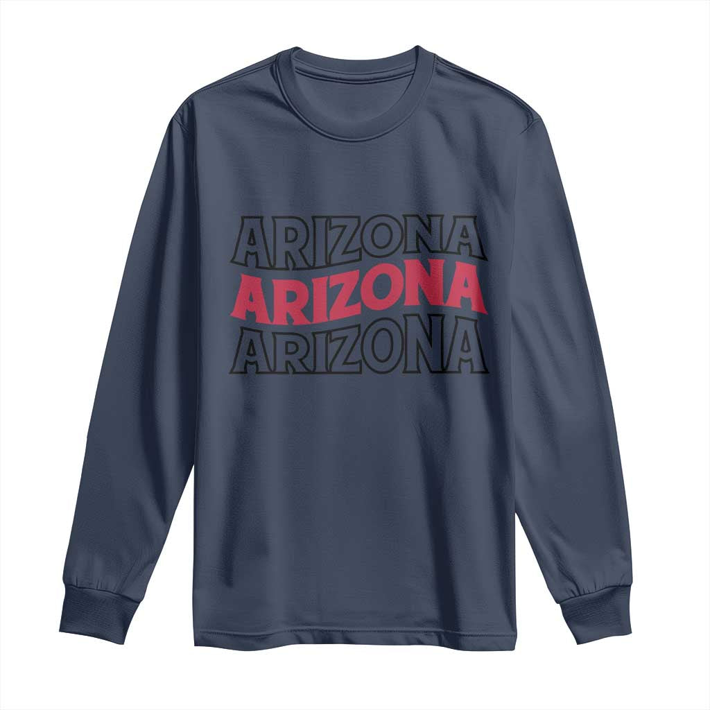 Retro Arizona Lover Long Sleeve Shirt Groovy Typography Vintage 70s State TS12 Navy Print Your Wear