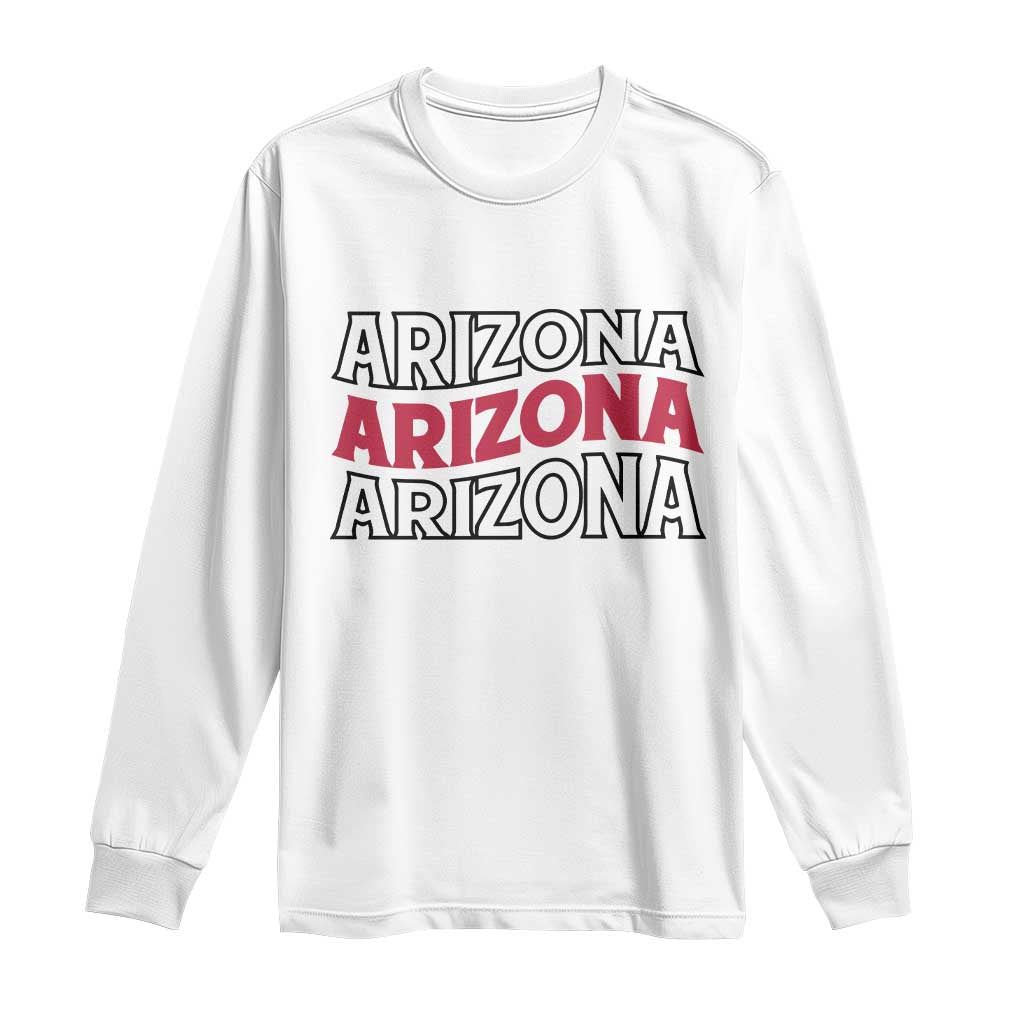Retro Arizona Lover Long Sleeve Shirt Groovy Typography Vintage 70s State TS12 White Print Your Wear