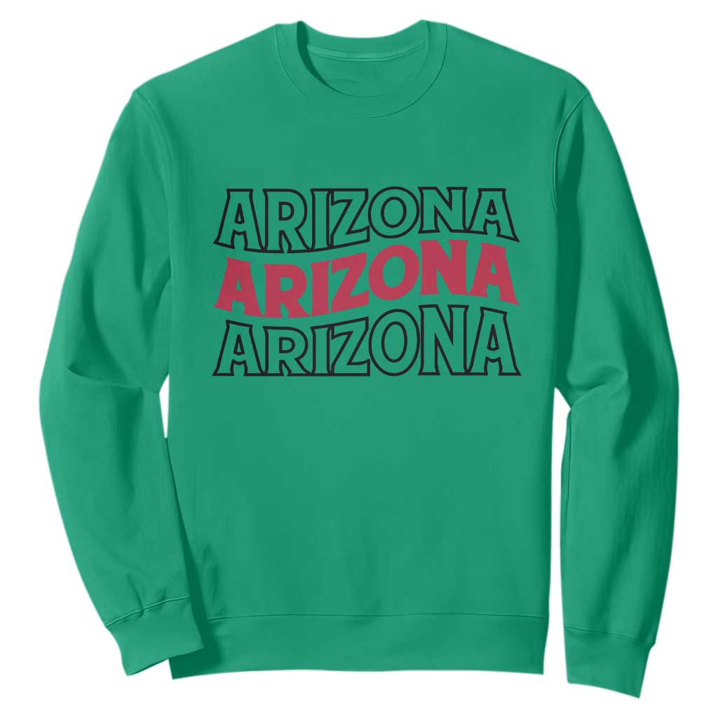 Retro Arizona Lover Sweatshirt Groovy Typography Vintage 70s State TS12 Irish Green Print Your Wear