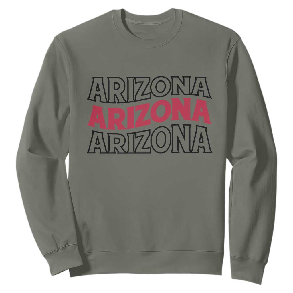 Retro Arizona Lover Sweatshirt Groovy Typography Vintage 70s State TS12 Military Green Print Your Wear