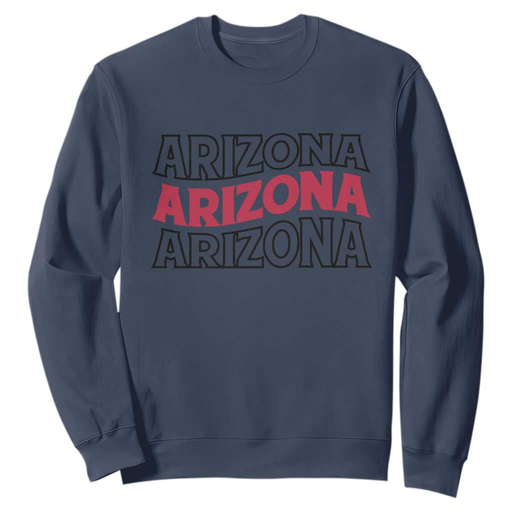 Retro Arizona Lover Sweatshirt Groovy Typography Vintage 70s State TS12 Navy Print Your Wear