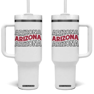 Retro Arizona Lover Tumbler With Handle Groovy Typography Vintage 70s State TS12 One Size: 40 oz White Print Your Wear