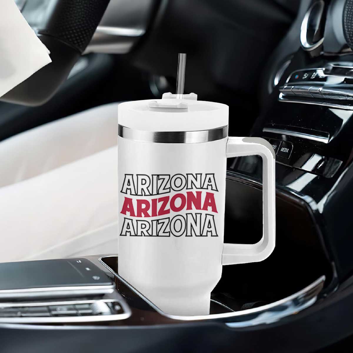 Retro Arizona Lover Tumbler With Handle Groovy Typography Vintage 70s State TS12 Print Your Wear
