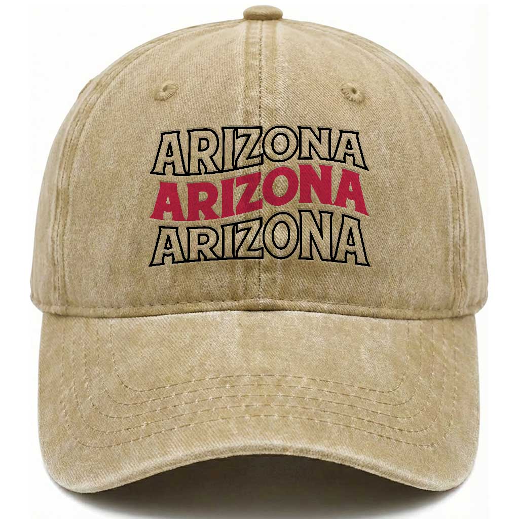 Retro Arizona Lover Washed Cotton Baseball Cap Groovy Typography Vintage 70s State TS12 Print Your Wear