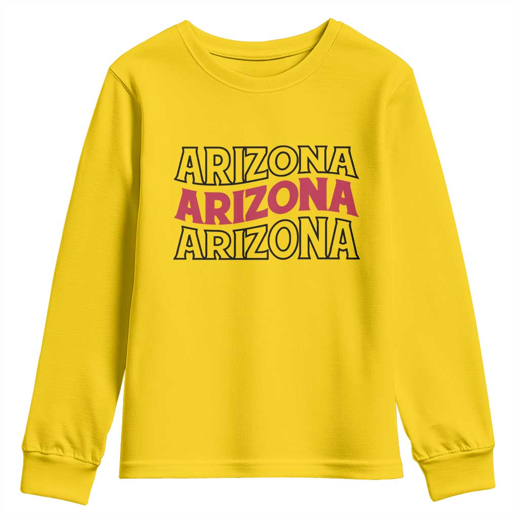 Retro Arizona Lover Youth Sweatshirt Groovy Typography Vintage 70s State TS12 Daisy Print Your Wear