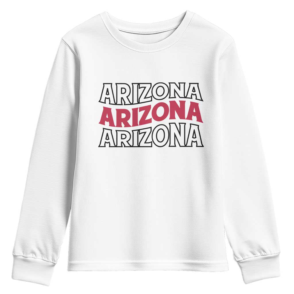 Retro Arizona Lover Youth Sweatshirt Groovy Typography Vintage 70s State TS12 White Print Your Wear