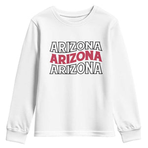 Retro Arizona Lover Youth Sweatshirt Groovy Typography Vintage 70s State TS12 White Print Your Wear
