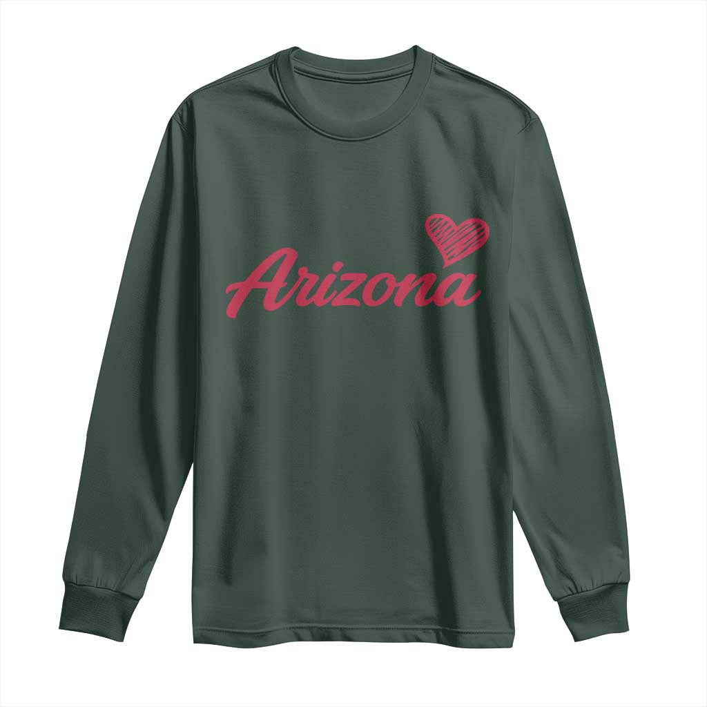 Arizona State Pride Long Sleeve Shirt Clean Word Art Minimalist Graphic TS12 Dark Forest Green Print Your Wear