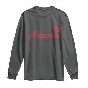 Arizona State Pride Long Sleeve Shirt Clean Word Art Minimalist Graphic TS12 Dark Heather Print Your Wear
