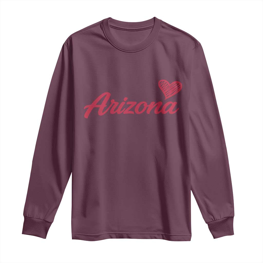 Arizona State Pride Long Sleeve Shirt Clean Word Art Minimalist Graphic TS12 Maroon Print Your Wear