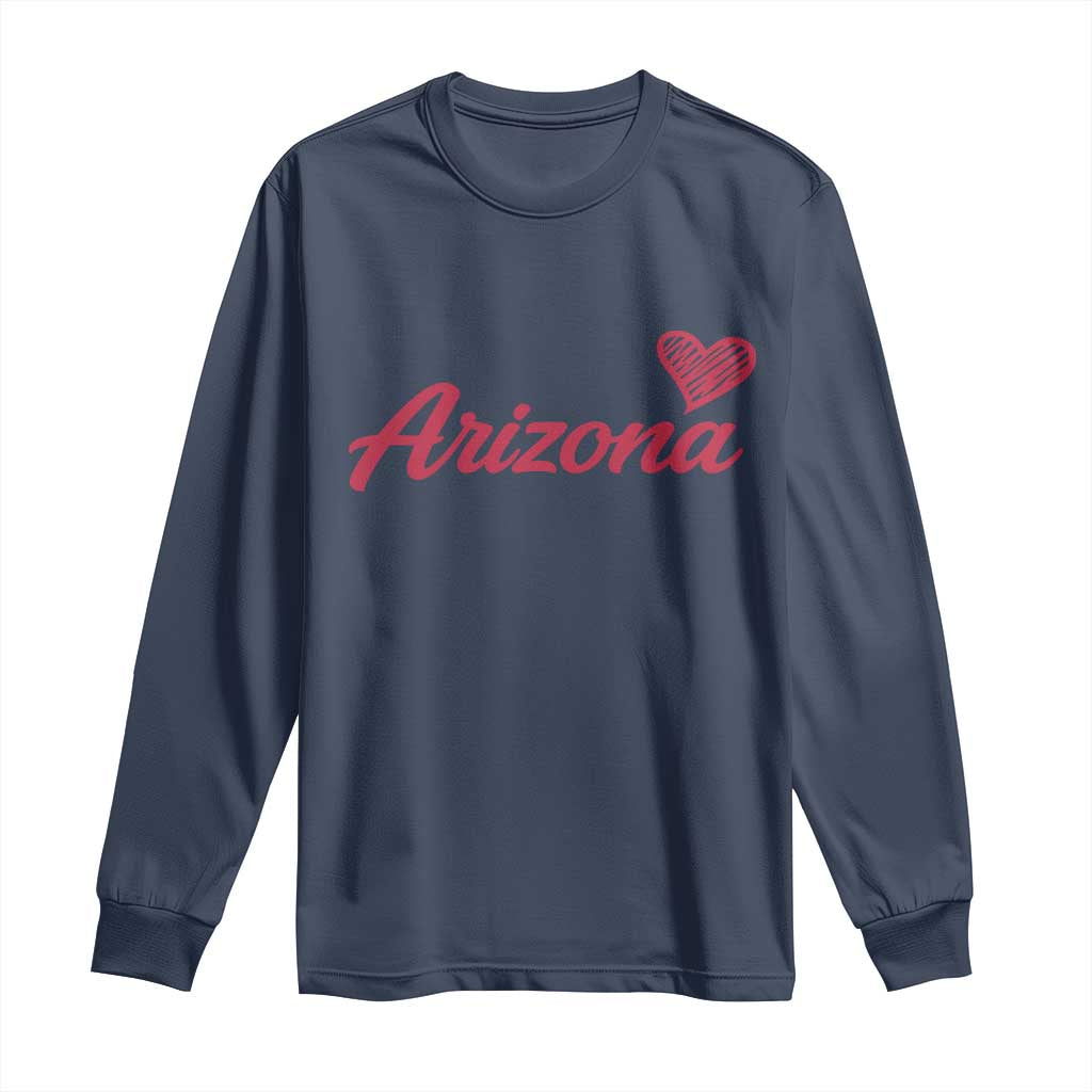 Arizona State Pride Long Sleeve Shirt Clean Word Art Minimalist Graphic TS12 Navy Print Your Wear