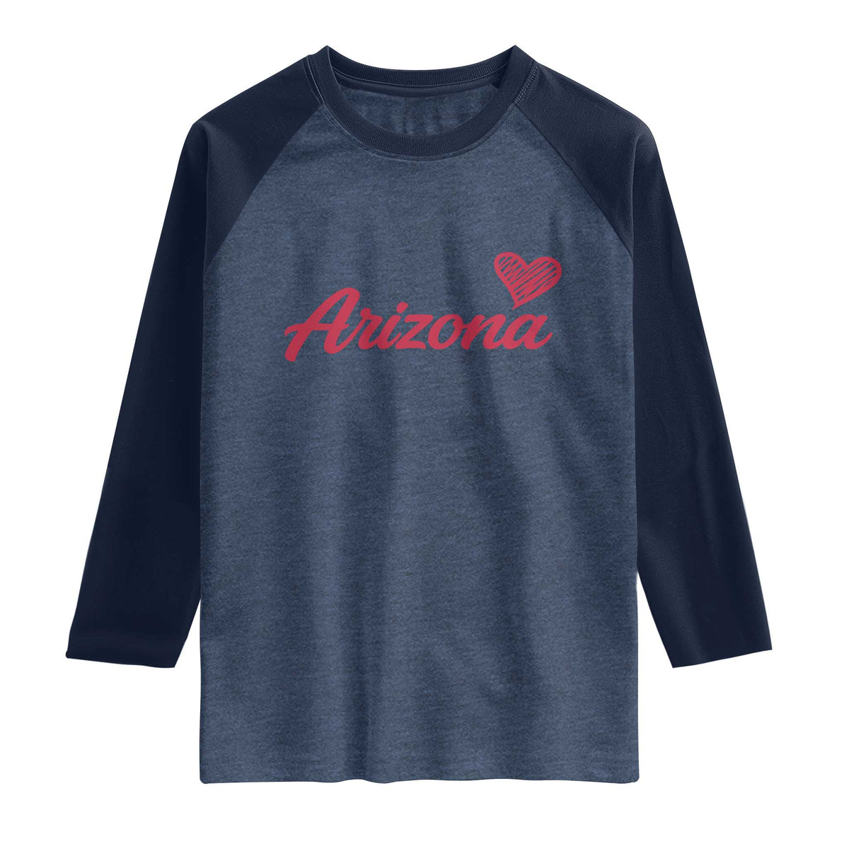 Arizona State Pride Raglan Shirt Clean Word Art Minimalist Graphic TS12 Heather Denim Navy Print Your Wear