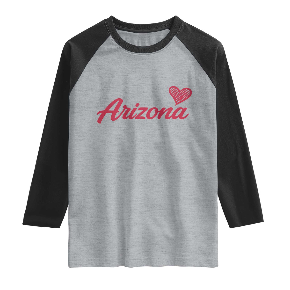 Arizona State Pride Raglan Shirt Clean Word Art Minimalist Graphic TS12 Heather Gray Black Print Your Wear