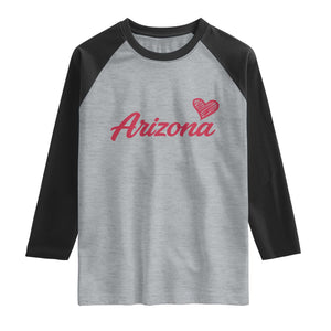 Arizona State Pride Raglan Shirt Clean Word Art Minimalist Graphic TS12 Heather Gray Black Print Your Wear
