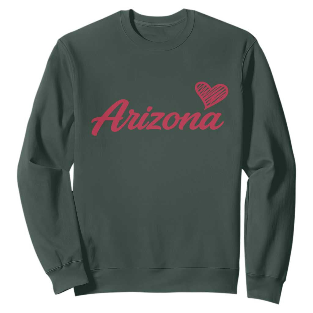 Arizona State Pride Sweatshirt Clean Word Art Minimalist Graphic TS12 Dark Forest Green Print Your Wear