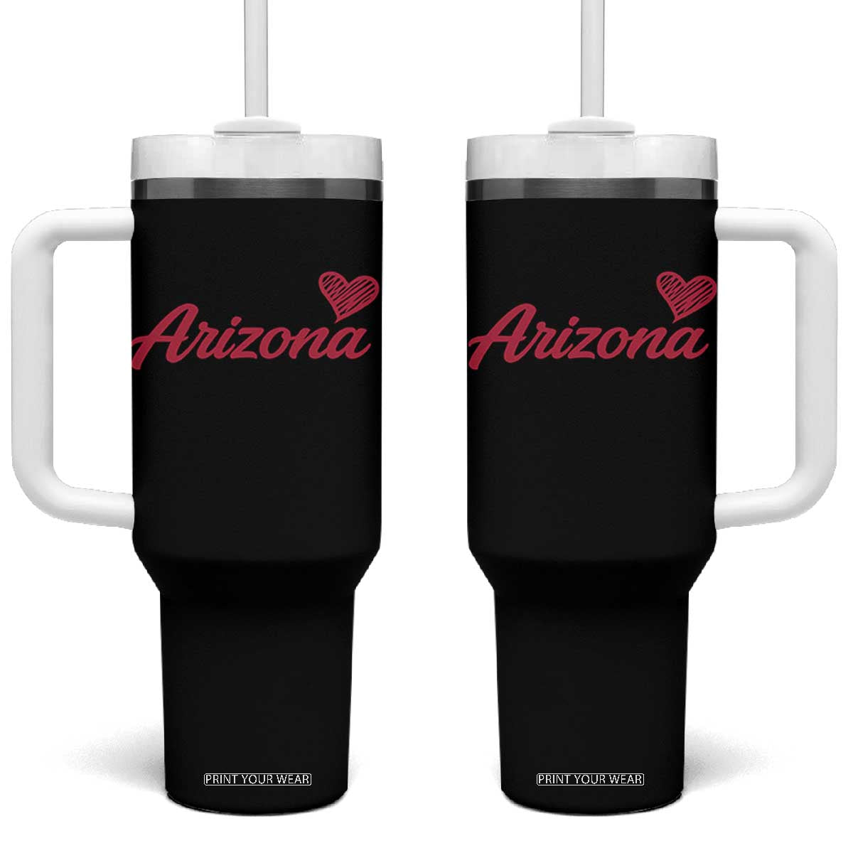 Arizona State Pride Tumbler With Handle Clean Word Art Minimalist Graphic TS12 One Size: 40 oz Black Print Your Wear
