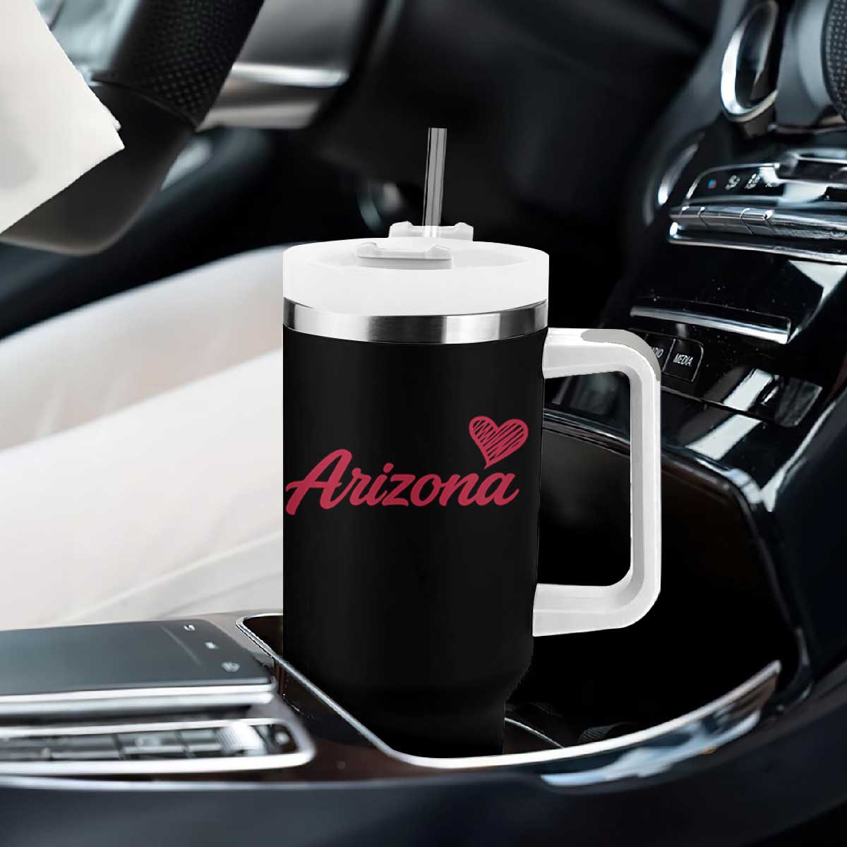 Arizona State Pride Tumbler With Handle Clean Word Art Minimalist Graphic TS12 Print Your Wear