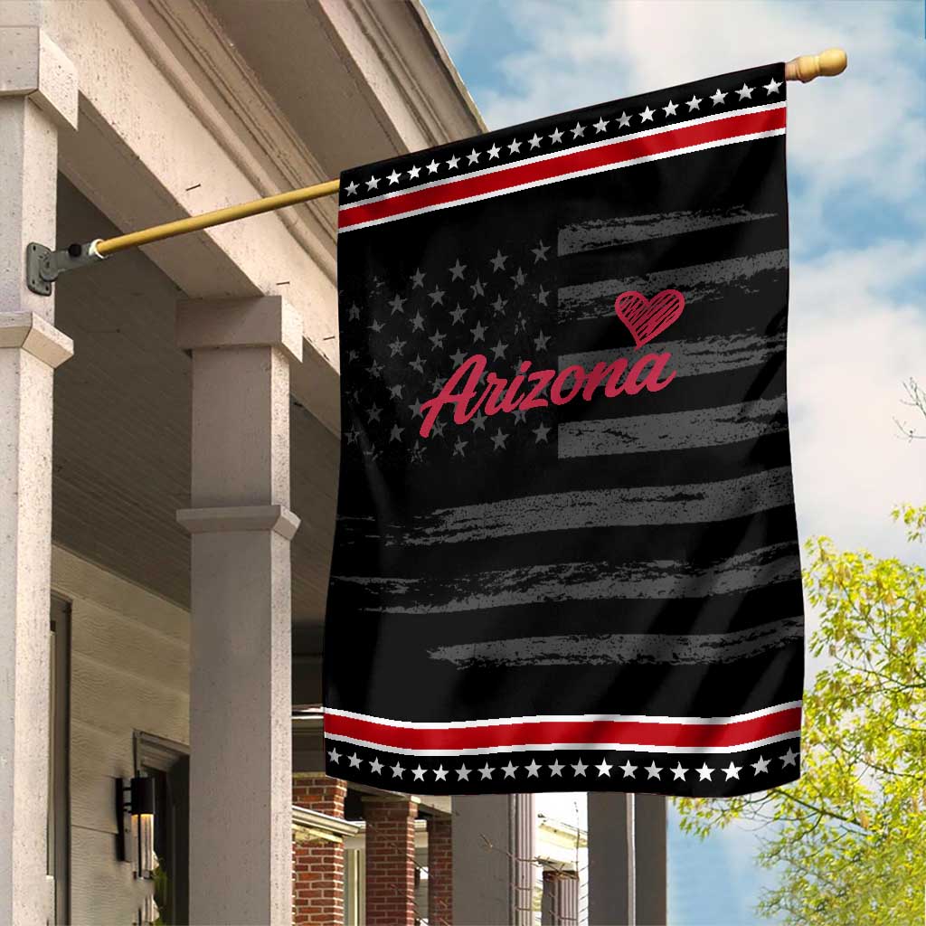Arizona State Pride Garden Flag Clean Word Art Minimalist Graphic TS12 Distressed Black Red Print Your Wear