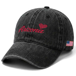 Arizona State Pride Washed Cotton Baseball Cap Clean Word Art Minimalist Graphic TS12 Print Your Wear