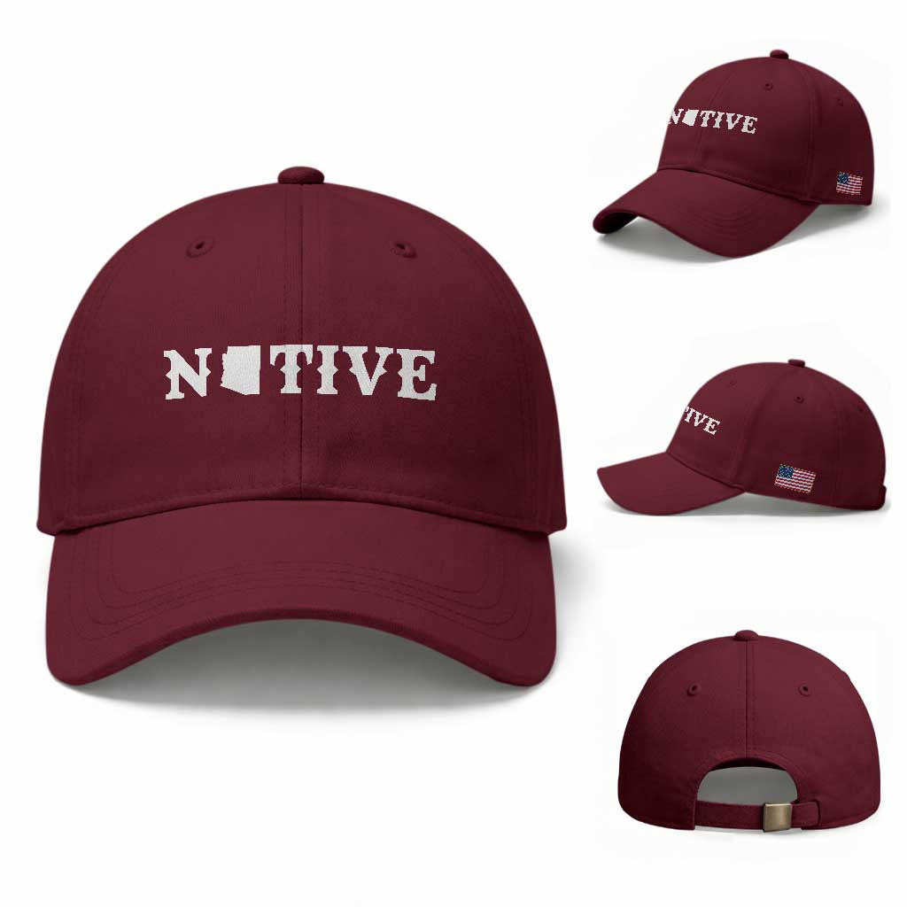 Local Arizona Native Baseball Cap AZ State Map Pride Gift TS12 Baseball Cap Universal Fit Maroon Print Your Wear