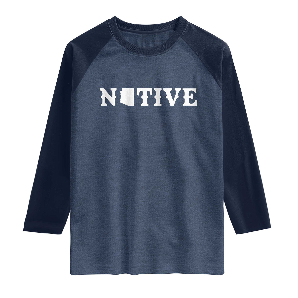 Local Arizona Native Raglan Shirt AZ State Map Pride Gift TS12 Heather Denim Navy Print Your Wear