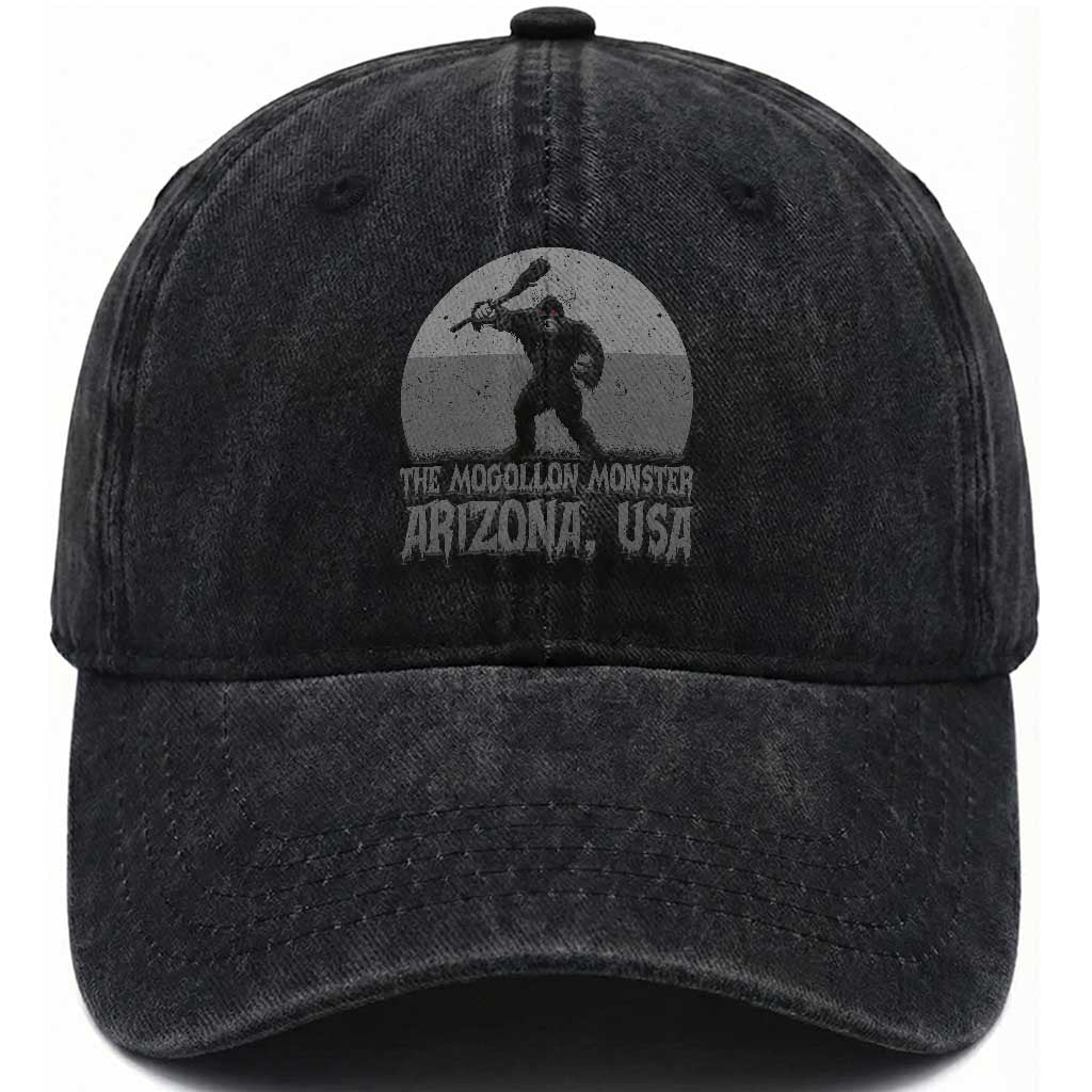 The Mogollon Monster Arizona Bigfoot Washed Cotton Baseball Cap Vintage Cryptid Folklore TS12 Print Your Wear