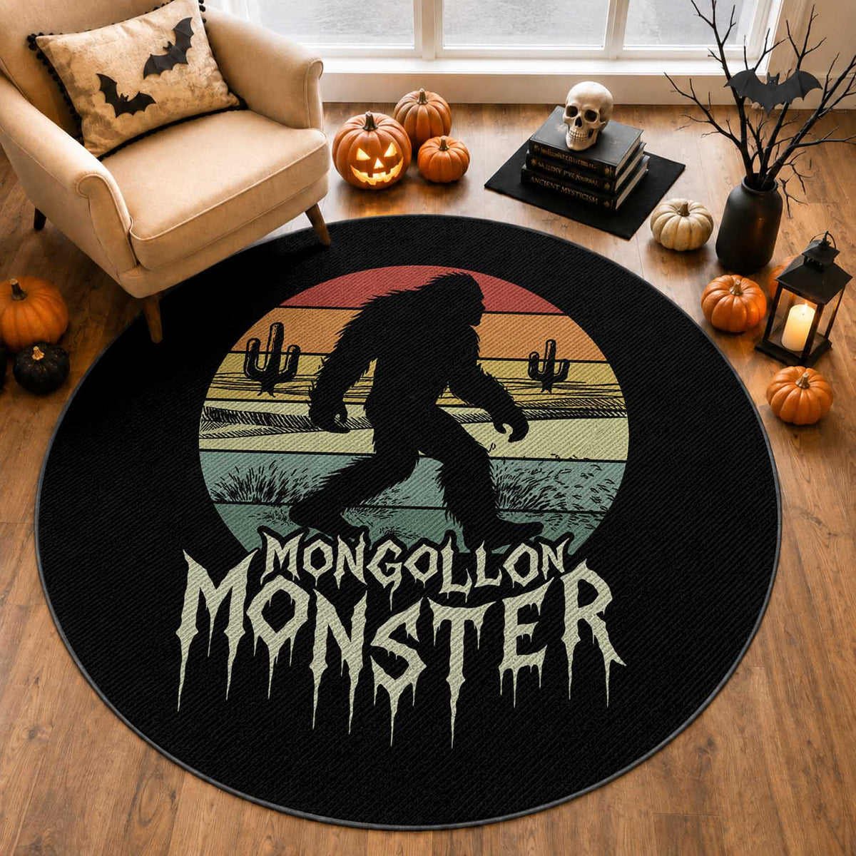 Mysterious Mogollon Monster Round Rug Arizona Wilderness Enigma