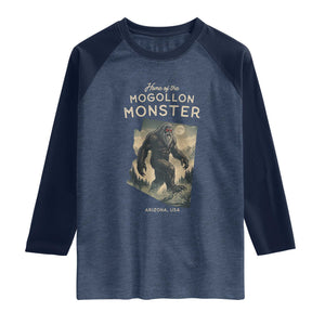 Arizona Cryptid Lover Raglan Shirt Home Of The Mogollon Monster TS12 Heather Denim Navy Print Your Wear