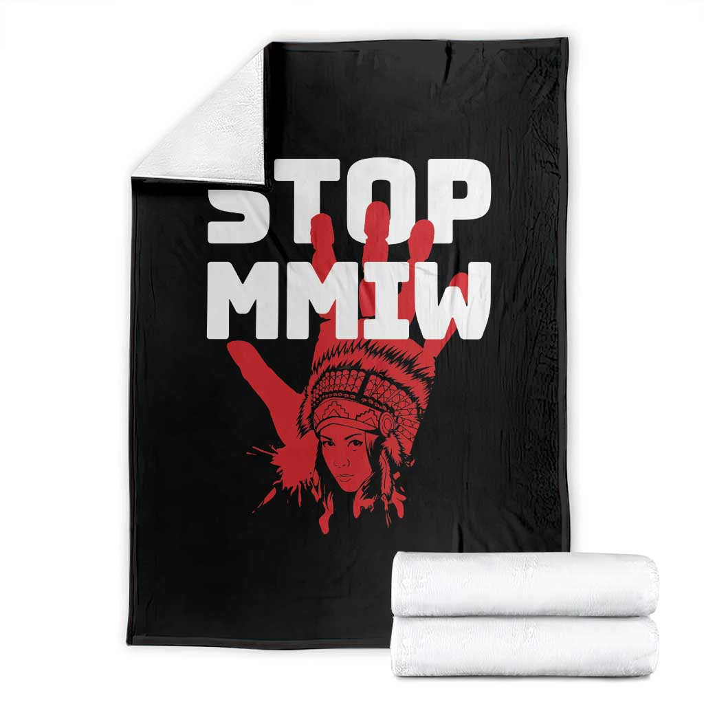 Indigenous Women Awareness Throw Blanket Stop MMIW Red Handprint Graphic TS12 Black Print Your Wear