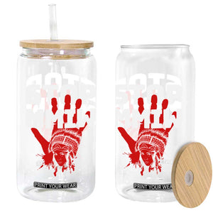 Indigenous Women Awareness Glass Can Stop MMIW Red Handprint Graphic TS12 Print Your Wear