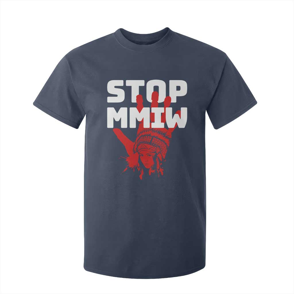 Indigenous Women Awareness T Shirt For Kid Stop MMIW Red Handprint Graphic TS12 Navy Print Your Wear