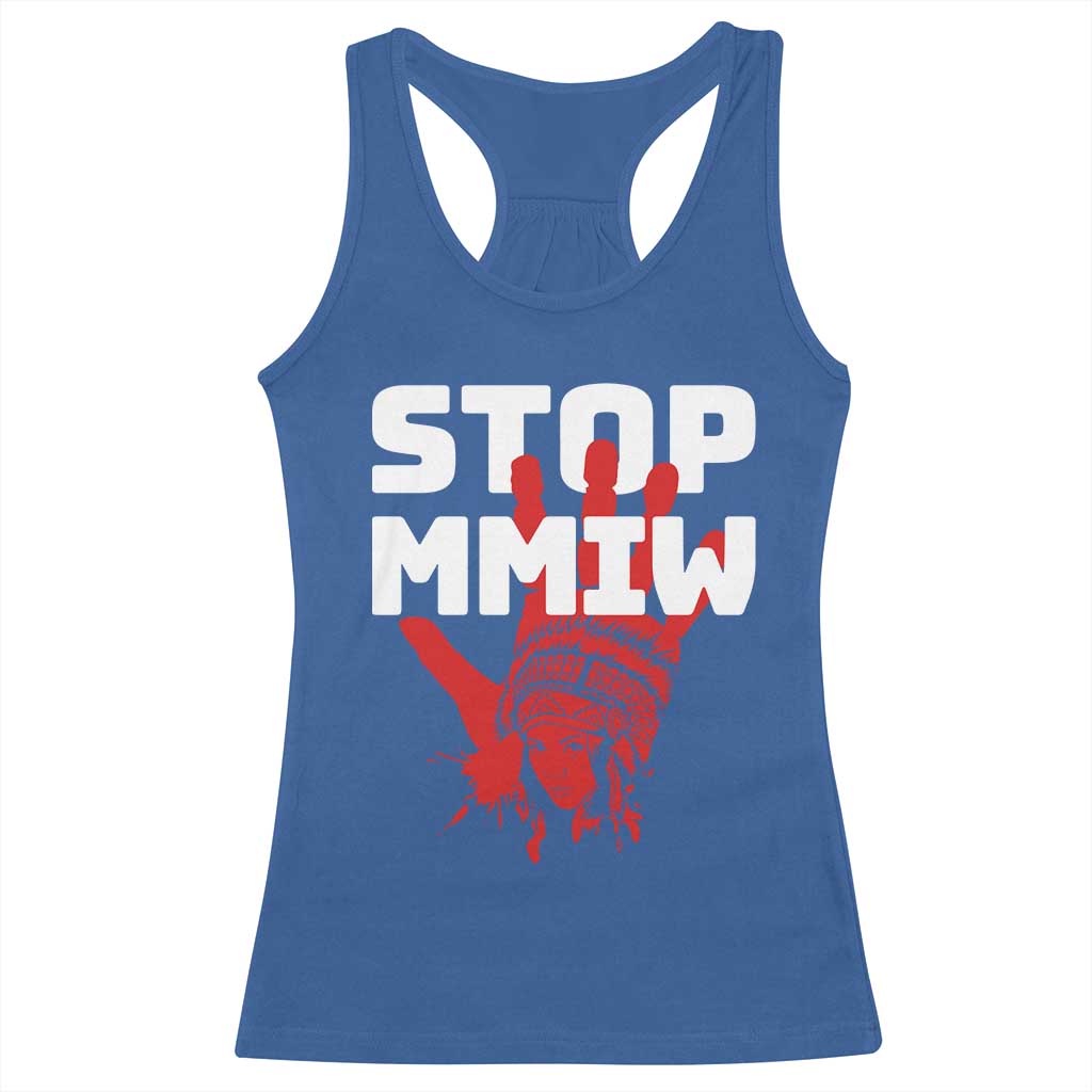 Indigenous Women Awareness Racerback Tank Top Stop MMIW Red Handprint Graphic TS12 Royal Blue Print Your Wear