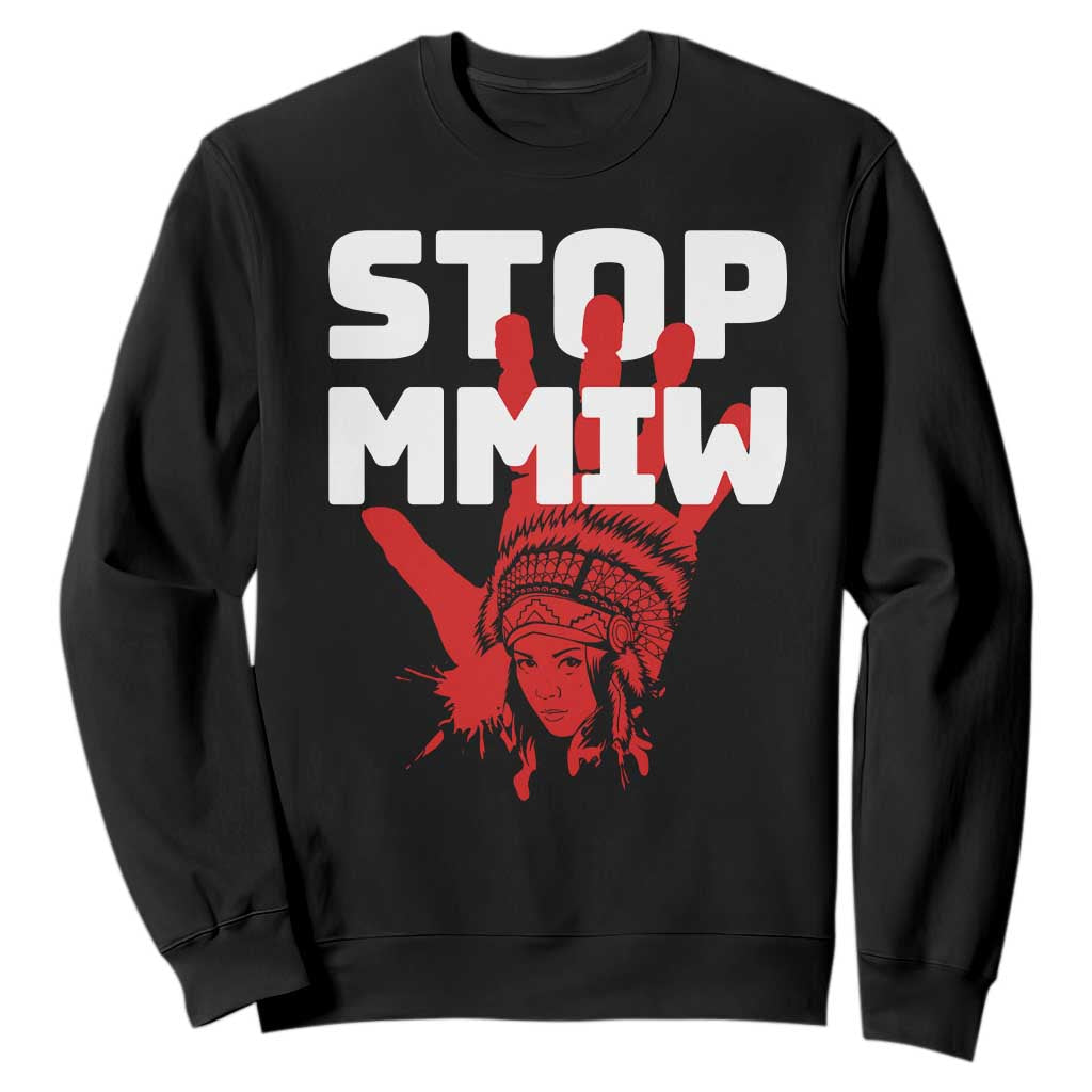 Indigenous Women Awareness Sweatshirt Stop MMIW Red Handprint Graphic TS12 Black Print Your Wear