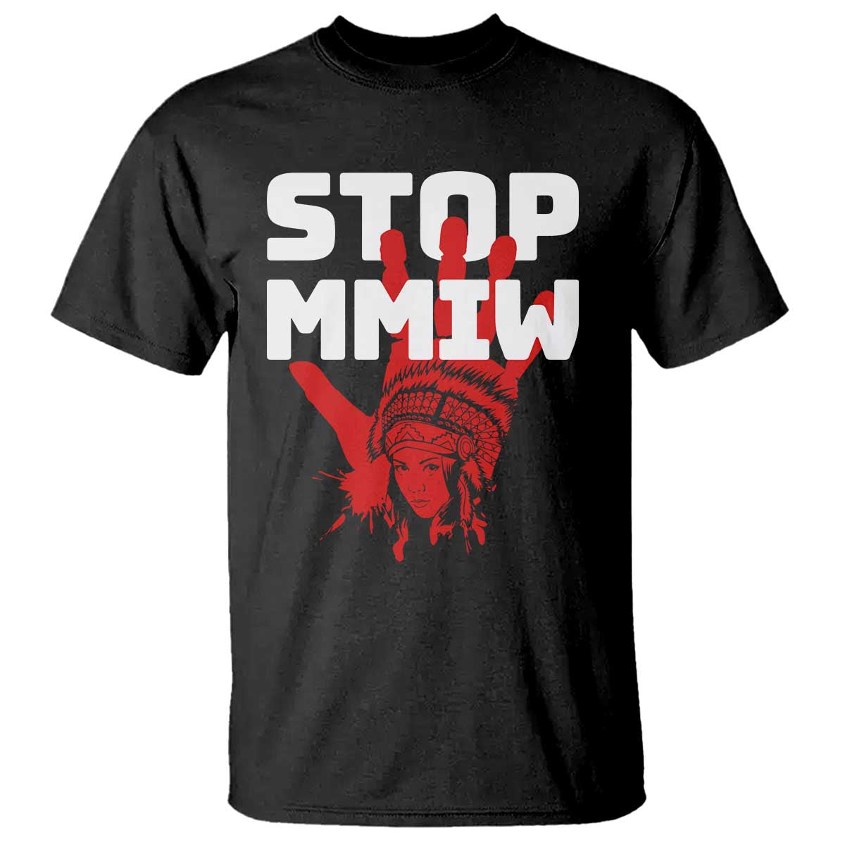 Indigenous Women Awareness T Shirt Stop MMIW Red Handprint Graphic TS12 Black Print Your Wear