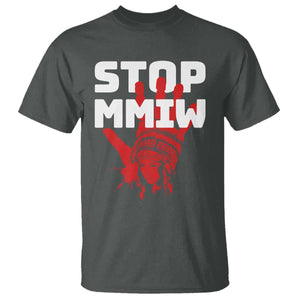 Indigenous Women Awareness T Shirt Stop MMIW Red Handprint Graphic TS12 Dark Heather Print Your Wear