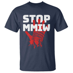 Indigenous Women Awareness T Shirt Stop MMIW Red Handprint Graphic TS12 Navy Print Your Wear