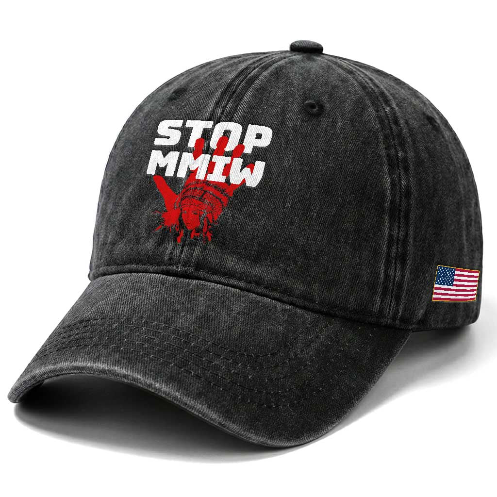 Indigenous Women Awareness Washed Cotton Baseball Cap Stop MMIW Red Handprint Graphic TS12 Print Your Wear