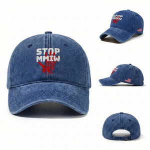 Indigenous Women Awareness Washed Cotton Baseball Cap Stop MMIW Red Handprint Graphic TS12 Washed Cap Universal Fit Royal Blue Print Your Wear