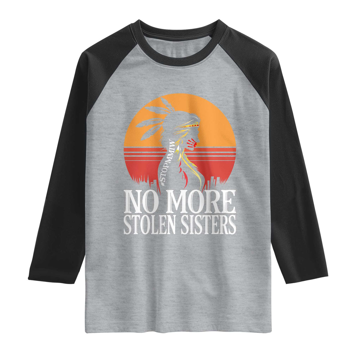 MMIW Awareness Raglan Shirt No More Stolen Sisters Native American Gift TS12 Heather Gray Black Print Your Wear