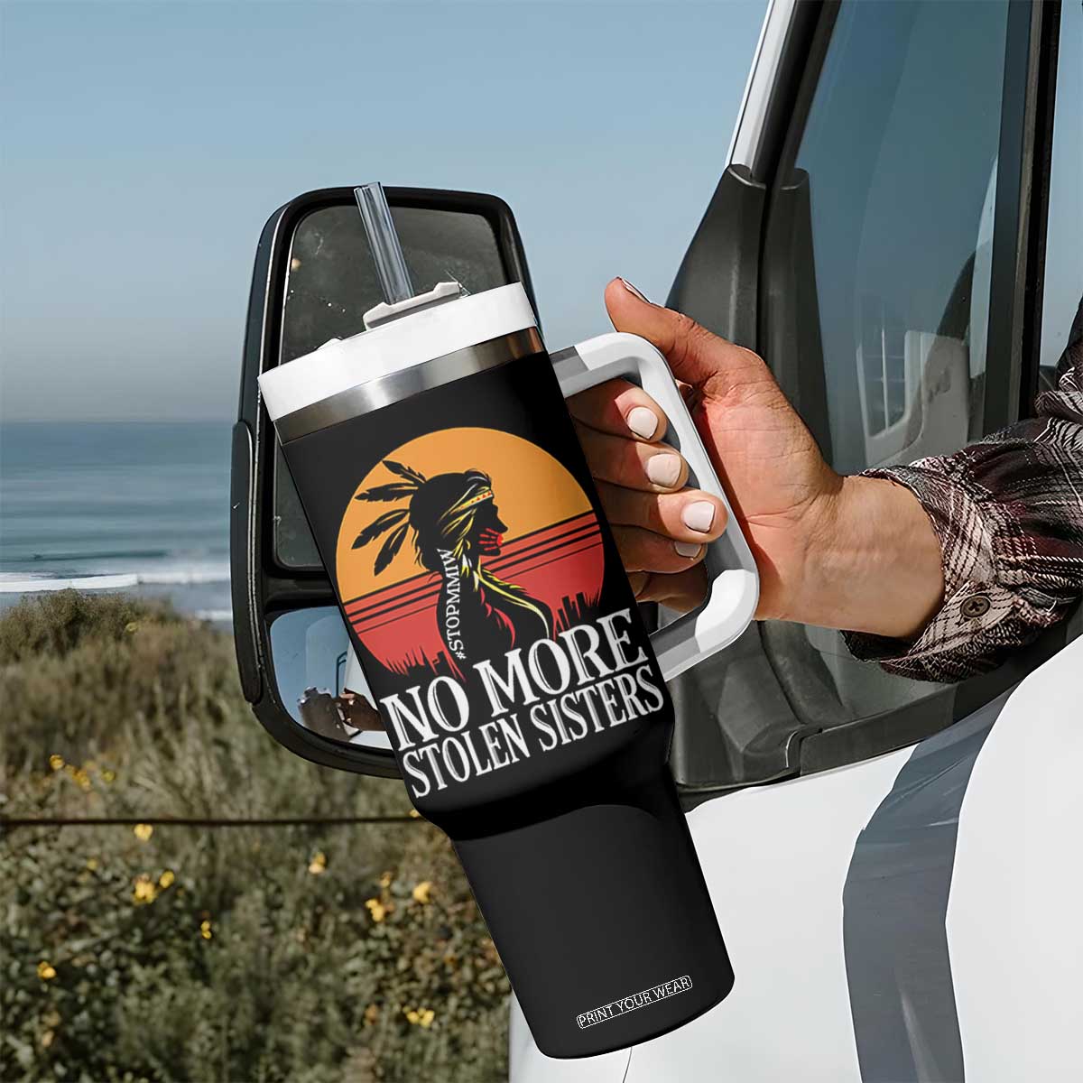 MMIW Awareness Tumbler With Handle No More Stolen Sisters Native American Gift TS12 Print Your Wear
