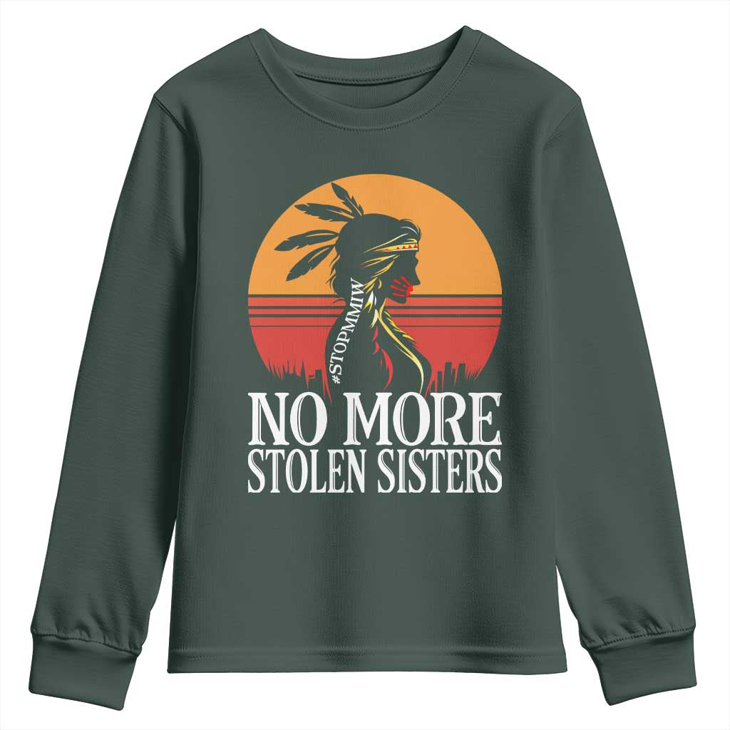 MMIW Awareness Youth Sweatshirt No More Stolen Sisters Native American Gift TS12 Dark Forest Green Print Your Wear