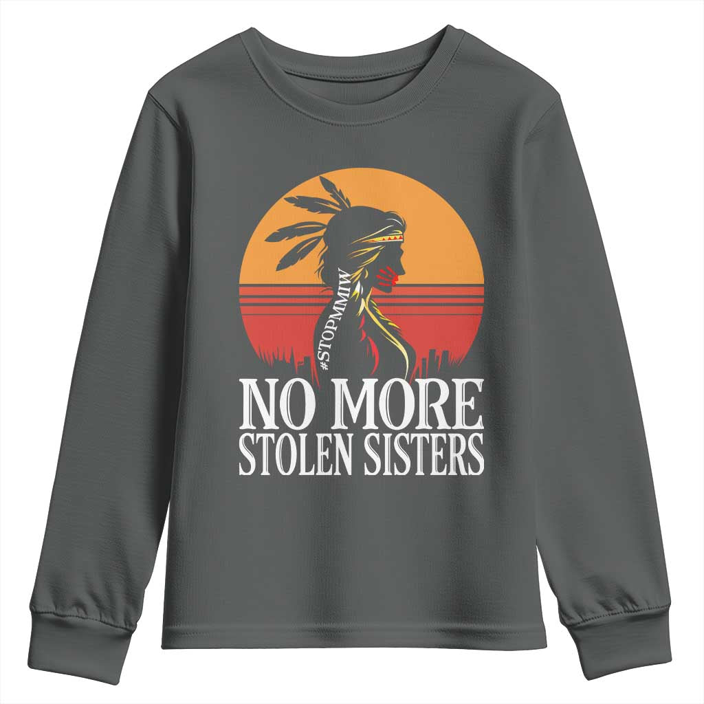 MMIW Awareness Youth Sweatshirt No More Stolen Sisters Native American Gift TS12 Dark Heather Print Your Wear