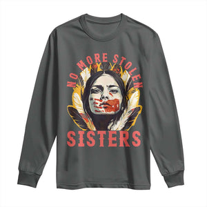Native American Awareness Gift Long Sleeve Shirt No More Stolen Sisters MMIW Support TS12 Dark Heather Print Your Wear