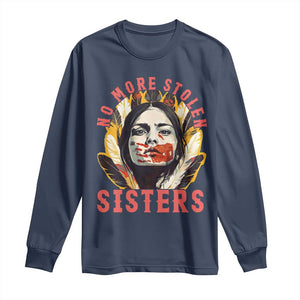 Native American Awareness Gift Long Sleeve Shirt No More Stolen Sisters MMIW Support TS12 Navy Print Your Wear